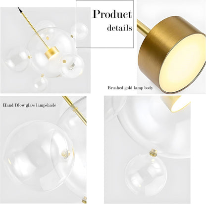 Modern Bubble Glass Globe Chandelier Pendant Light 20" Gold Dimmable LED