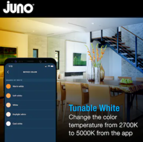 Juno Connected Wafer 4" Smart LED Recessed Light Tunable White