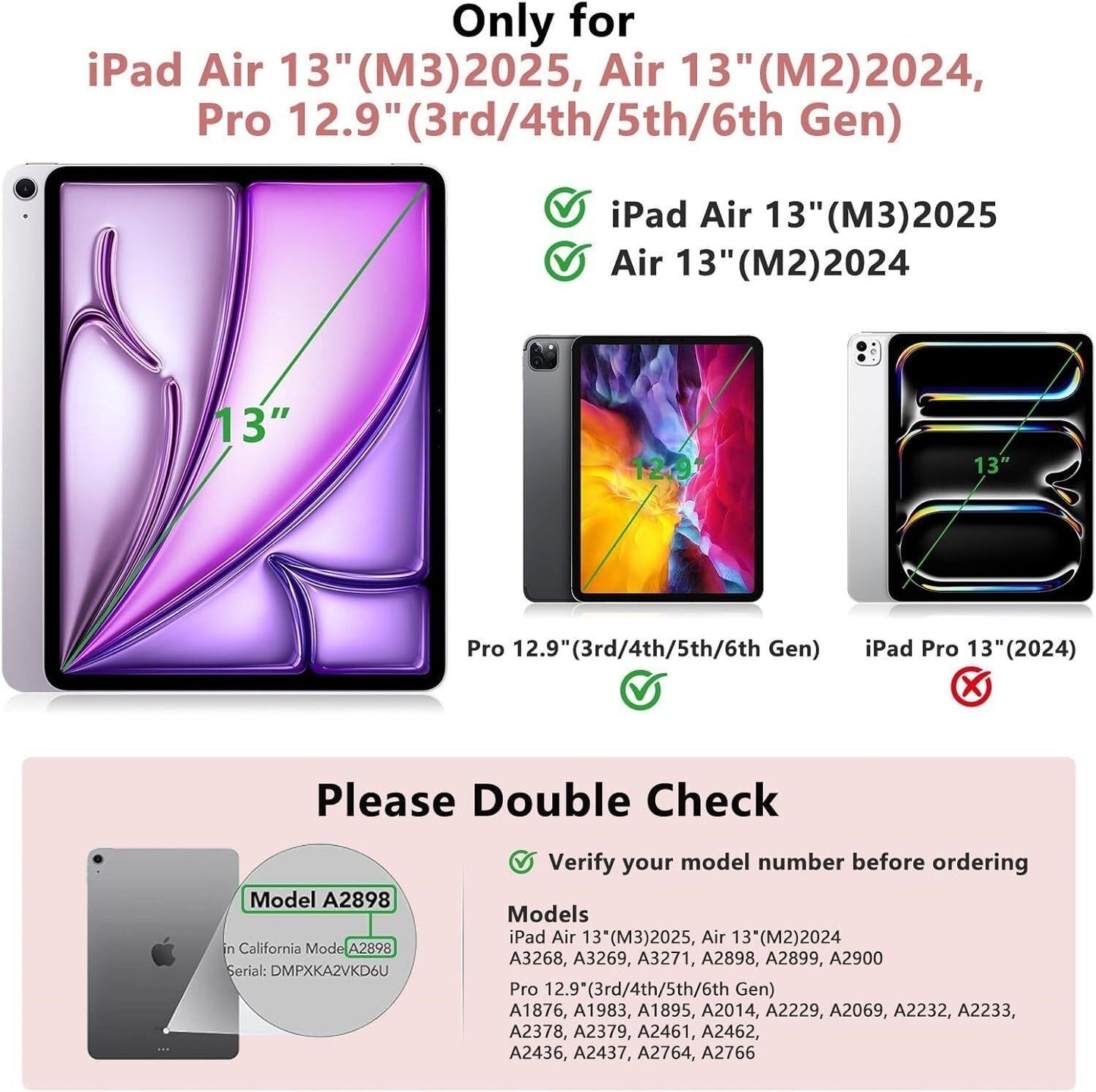 Pink Keyboard Case for iPad Air 13 M2 M3 / Pro 12.9 RGB Backlit 360 Trackpad