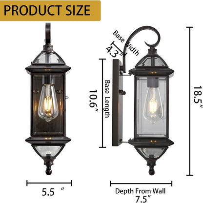 Outdoor Wall Light Fixture 18.5in Copper Oil Rubbed Bronze Lantern Waterproof E2