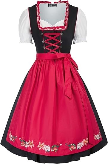 Scarlet Darkness Women's Dirndl Dress 3 Piece Oktoberfest German Black Red XL