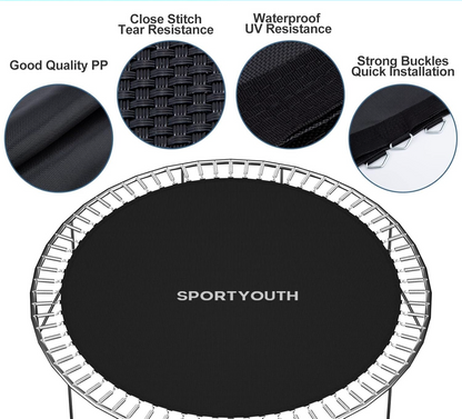 Trampoline Mat 12 Foot 72 Ring Replacement w/ Pull Hook Gloves 5.5-7 Inch Spring