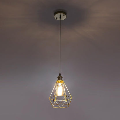 Gold Pendant Light 2 Pack Geometric Cage Kitchen Island Adjustable Modern Foyer