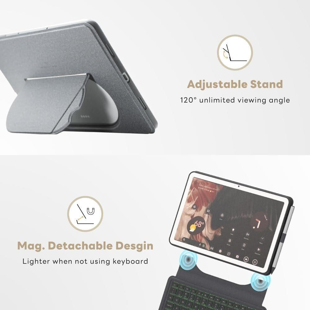 eiP Magnetix Keyboard Case Google Pixel Tablet 2023 Detachable Backlit Trackpad