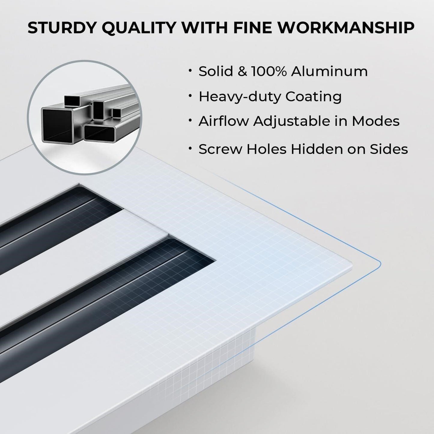 FA-STAR 8x8 White Modern Vent Cover Aluminum Linear Slot Diffuser Register Grill