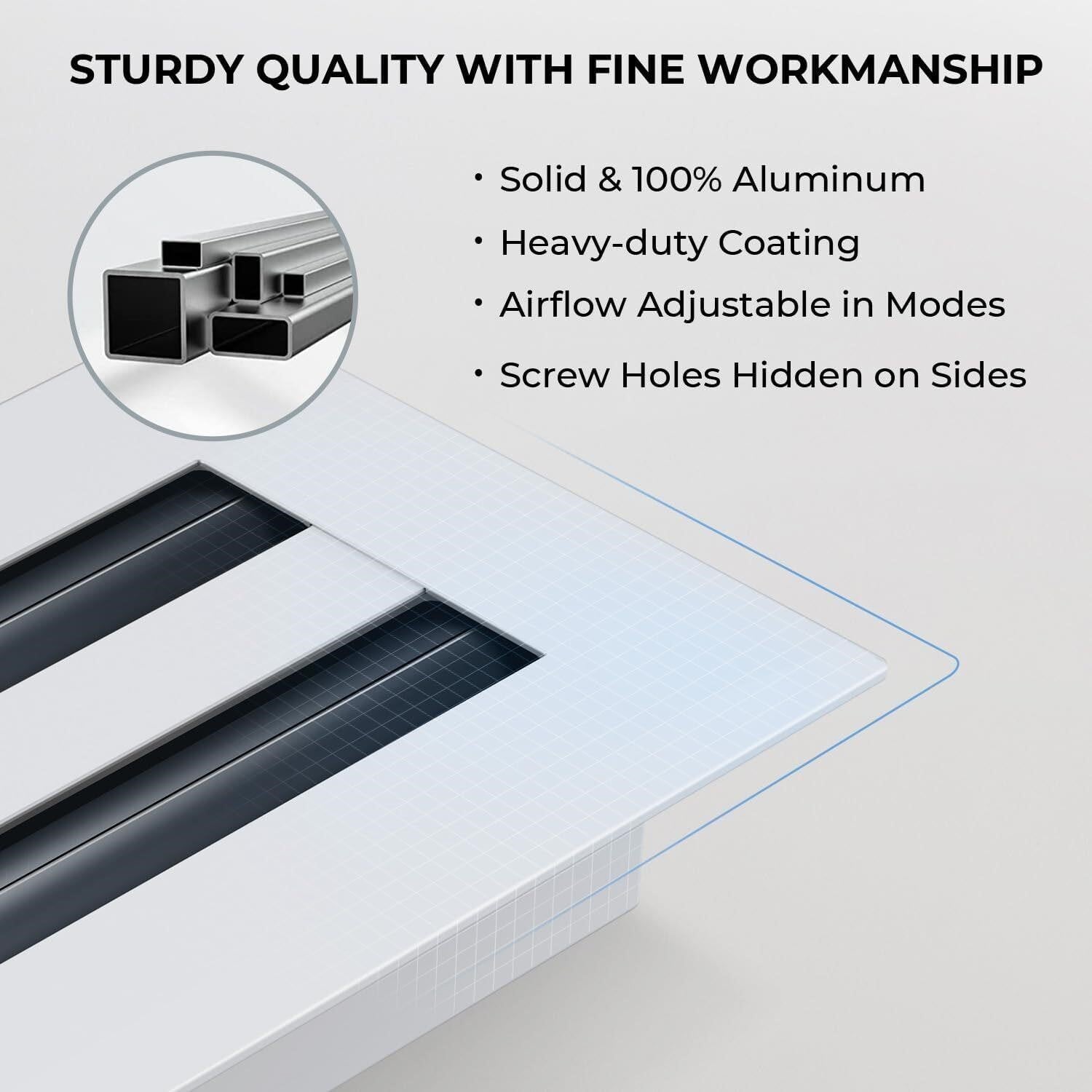 FA-STAR 8x8 White Modern Vent Cover Aluminum Linear Slot Diffuser Register Grill