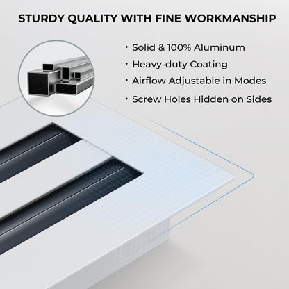 FA-STAR 8x8 White Modern Vent Cover Aluminum Linear Slot Diffuser Register Grill
