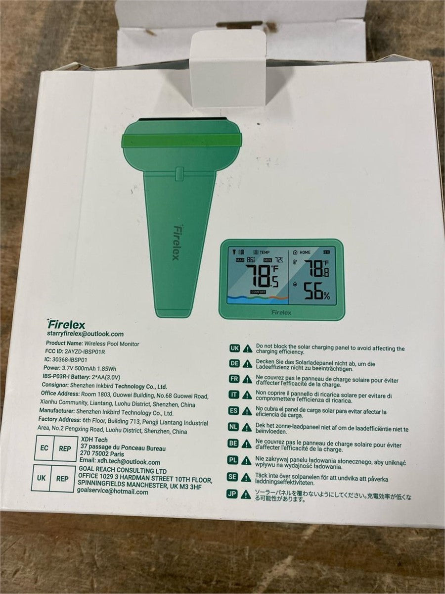 Firelex Wireless Solar Pool Thermometer Indoor & Outdoor Monitoring