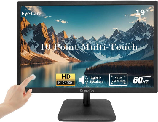19" HD Touchscreen Monitor 10-Point Touch Built-in Speakers HDMI VGA VESA Mount