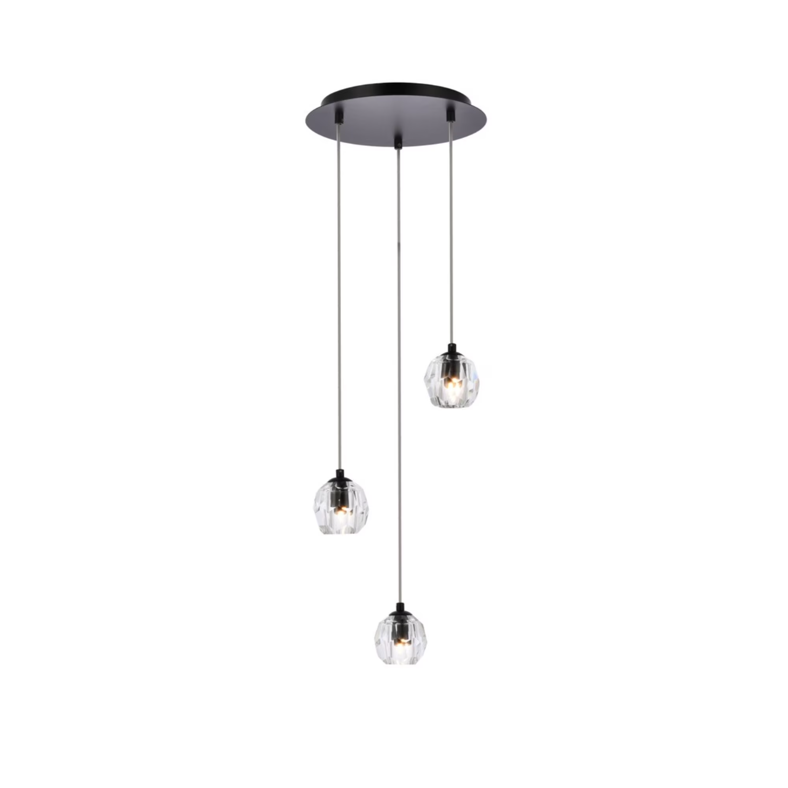 3-Light Black Crystal Globe Pendant Chandelier G9 Dimmable Modern Kitchen