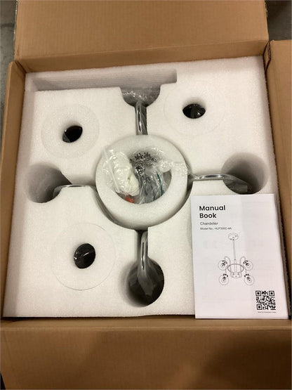 Modern 4-Light Chrome Sputnik Chandelier Smoke Grey Glass Globe E12