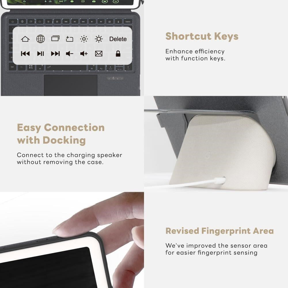 eiP Magnetix Keyboard Case Google Pixel Tablet 2023 Detachable Backlit Trackpad