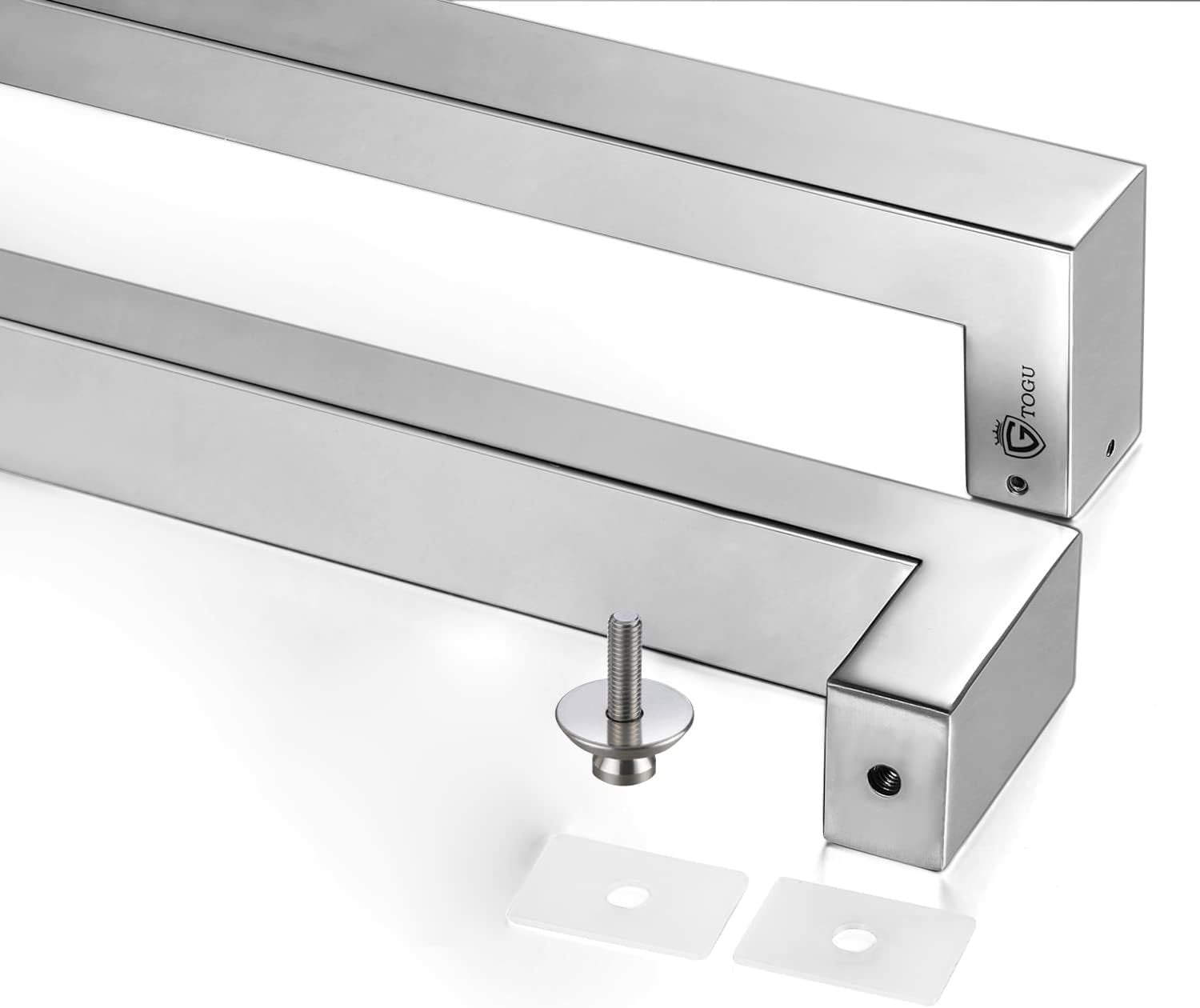 Ranbo 48" Rectangular Entrance Handle - Fits Glass & Wood Doors - Brushed Nickel