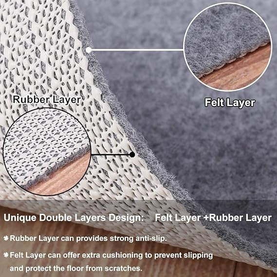 Non Slip Rug Pad Gripper 10x14 Felt Rubber Hardwood Tile Floor Trimmable 1/8 in