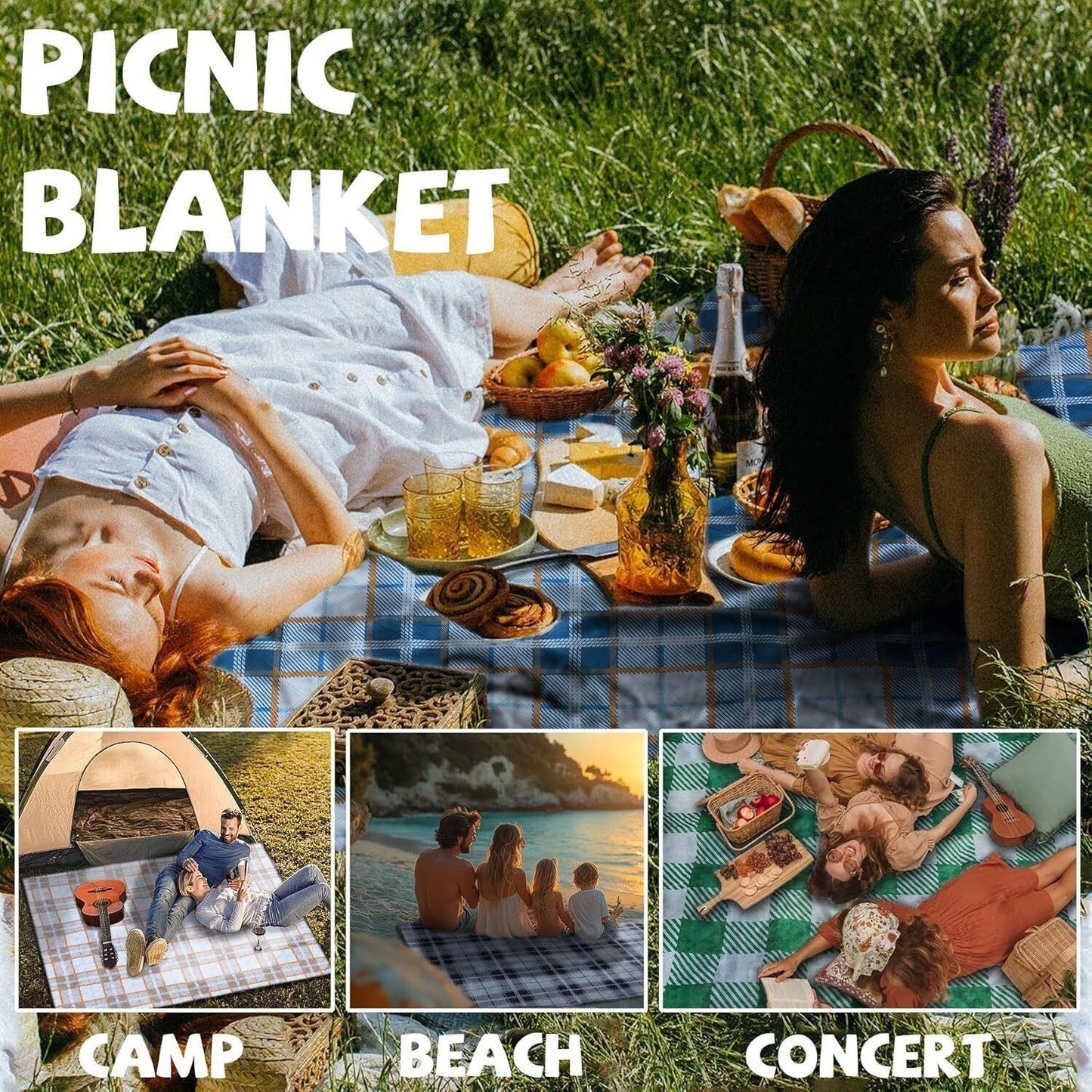 Extra Large Picnic Blanket 80x80 Waterproof Sandproof Beach Camping Mat Foldable