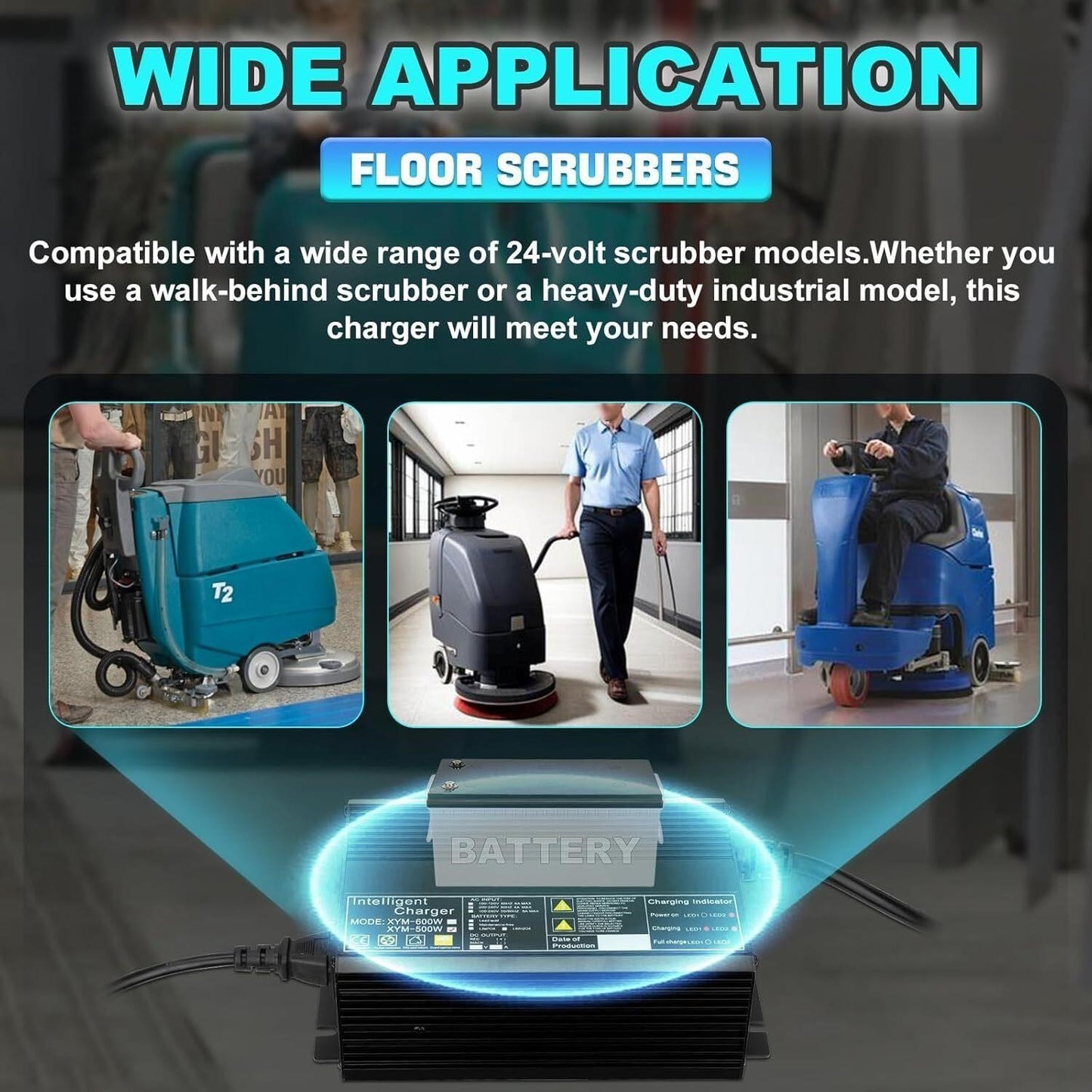 24V 15A Battery Charger Tennant T2 T3 T5 T7 Nobles SS3 SS5 Clarke Floor Scrubber