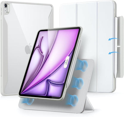 ESR Rebound 360 iPad Air 13 Case M4/M3/M2 Magnetic Removable Cover Pencil White