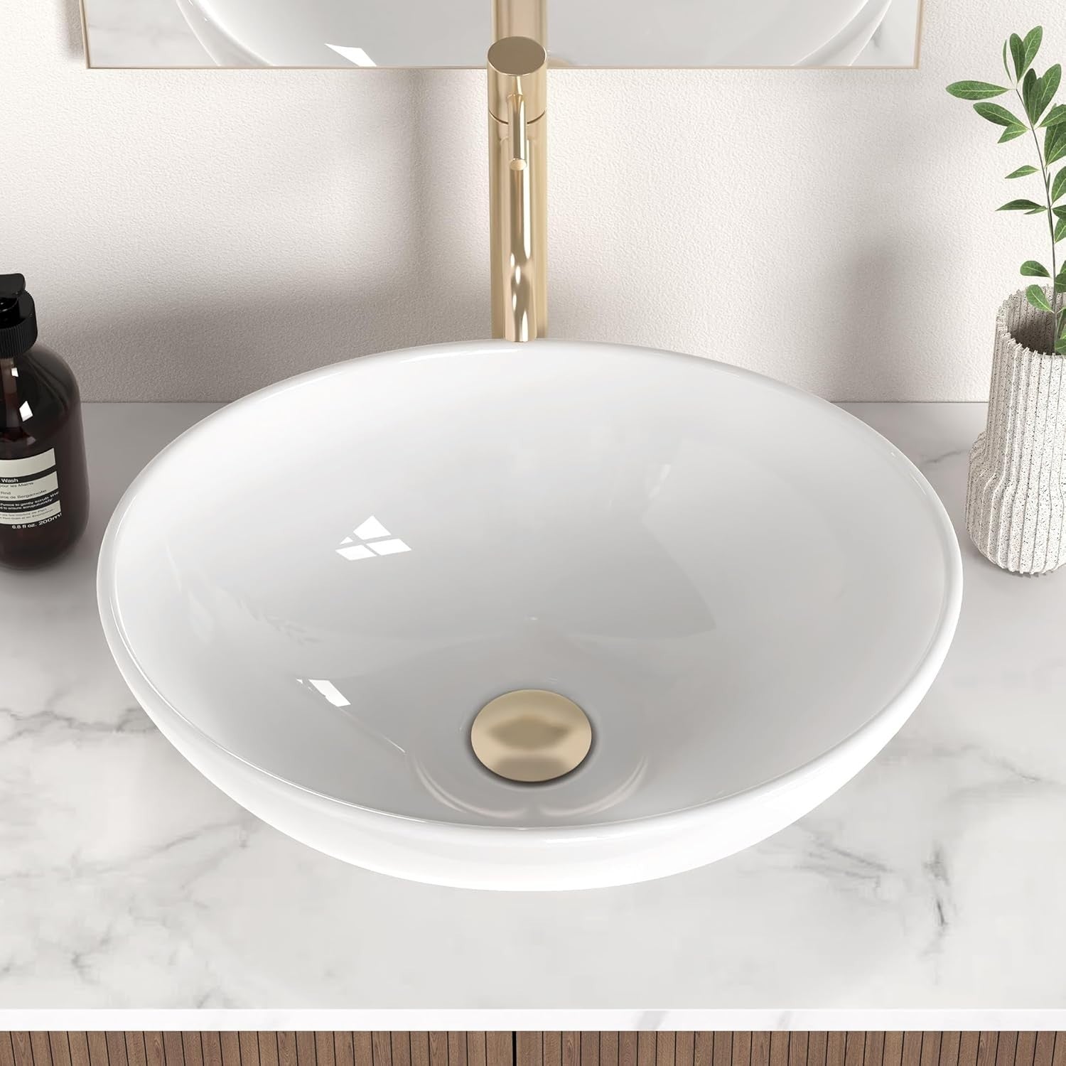 KES BVS124 Bathroom Vessel Sink Oval White Ceramic 16x13 Egg Shape Above Counter