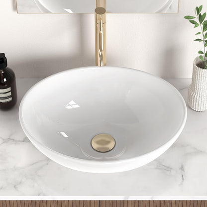 KES BVS124 Bathroom Vessel Sink Oval White Ceramic 16x13 Egg Shape Above Counter