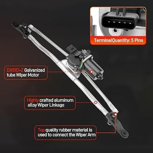 Wiper Motor + Linkage Assembly for Jeep Wrangler JK 07-18 55077859AB AC AD 602-1