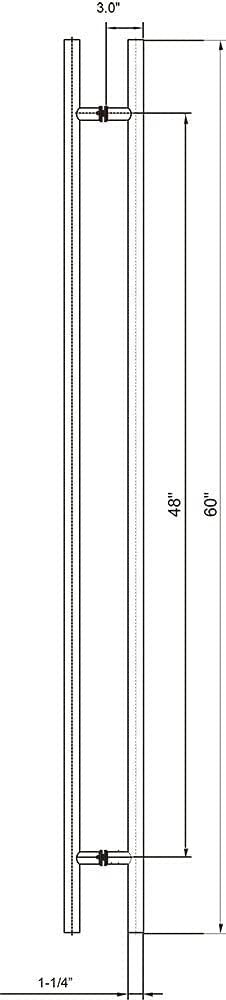 Rockwell 60" / 5ft - Ladder Pull Handle B2B - 48" CTC - Brushed Stainless Steel