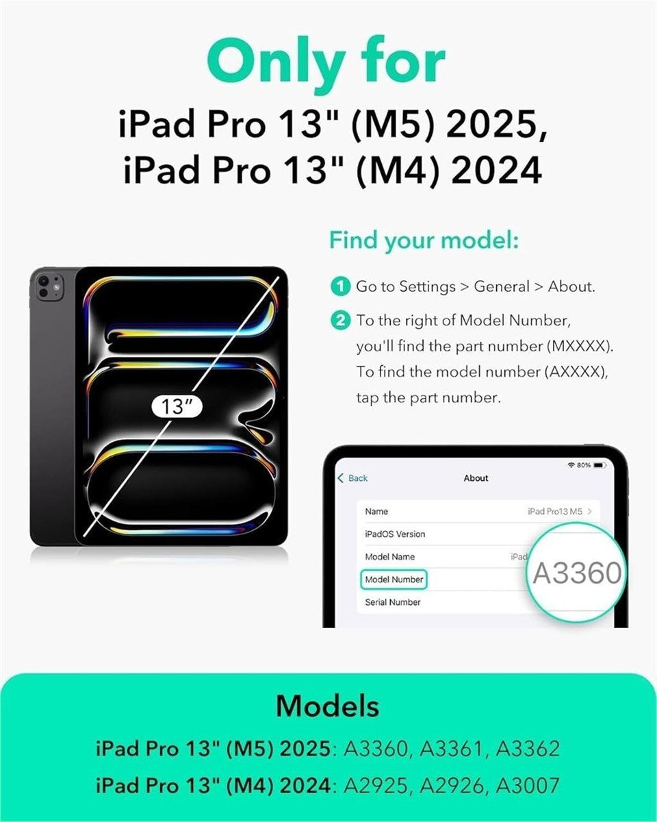ESR Rebound Magnetic iPad Pro 13 Case M4 M5 2024 2025 Trifold White Pencil New