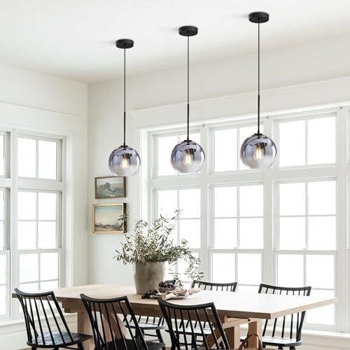 KCO 7.9" Silver Gradient Mercury Globe Pendant Light E26 Mid-Century Modern
