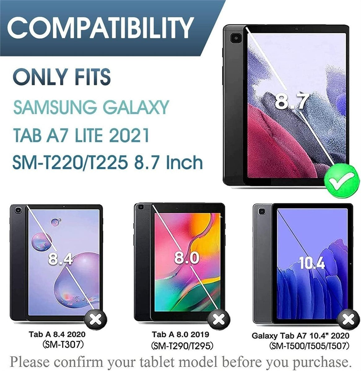 Backlit Keyboard Case Galaxy Tab A7 Lite 8.7 SM-T220 T225 T227 Screen Protector