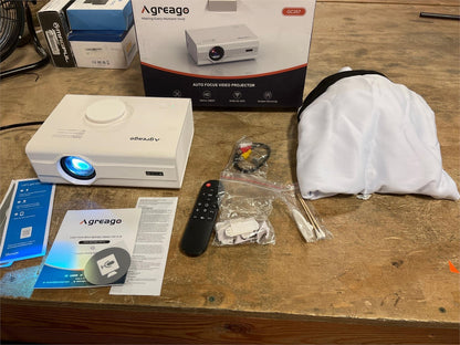 Agreago GC357 1080P Projector Auto Focus WiFi 6 Bluetooth 5.2 w/Screen 300"