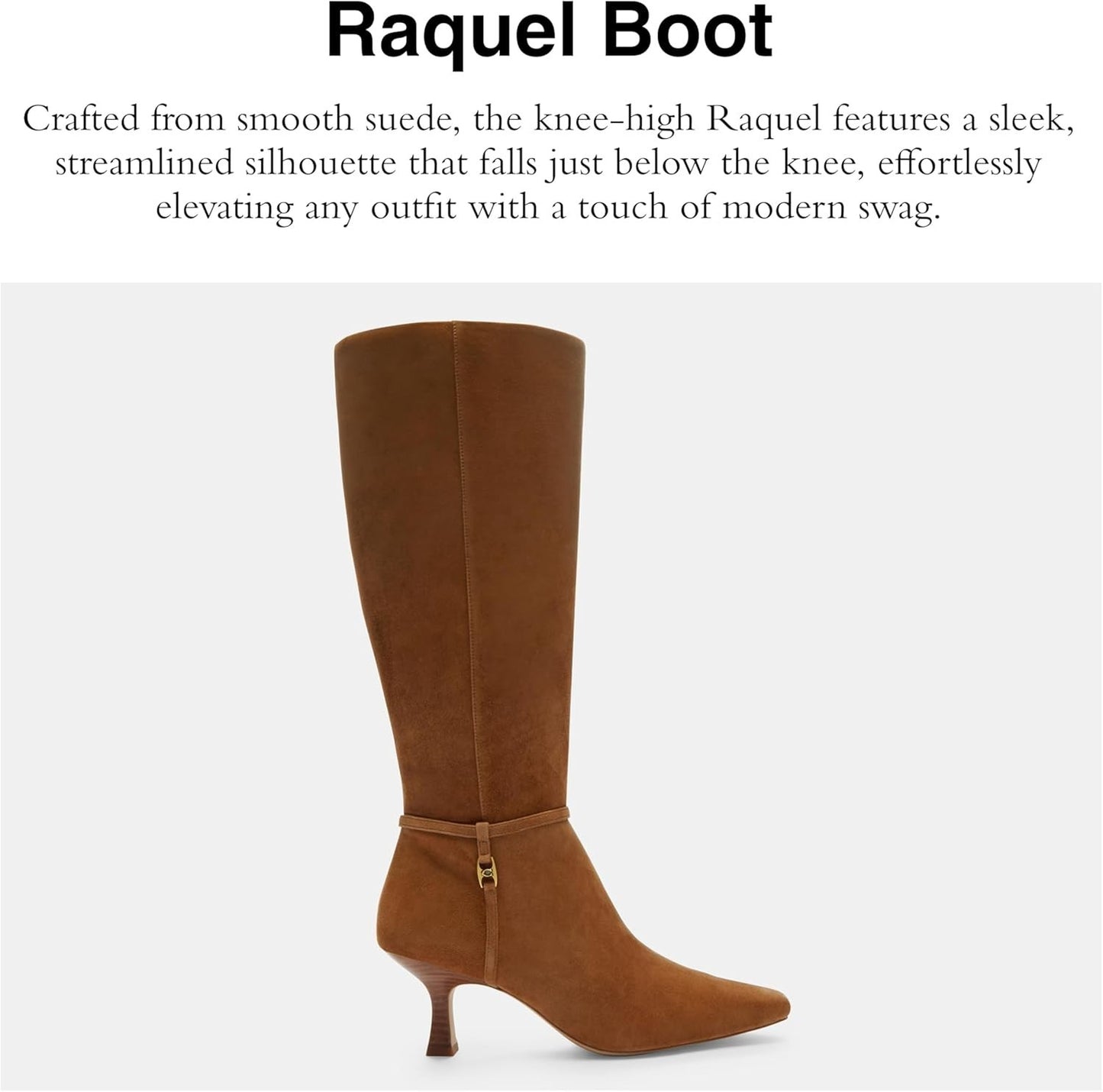 COACH Raquel Suede Knee High Boot Cedar Size 6 Wide Square Toe New in Box