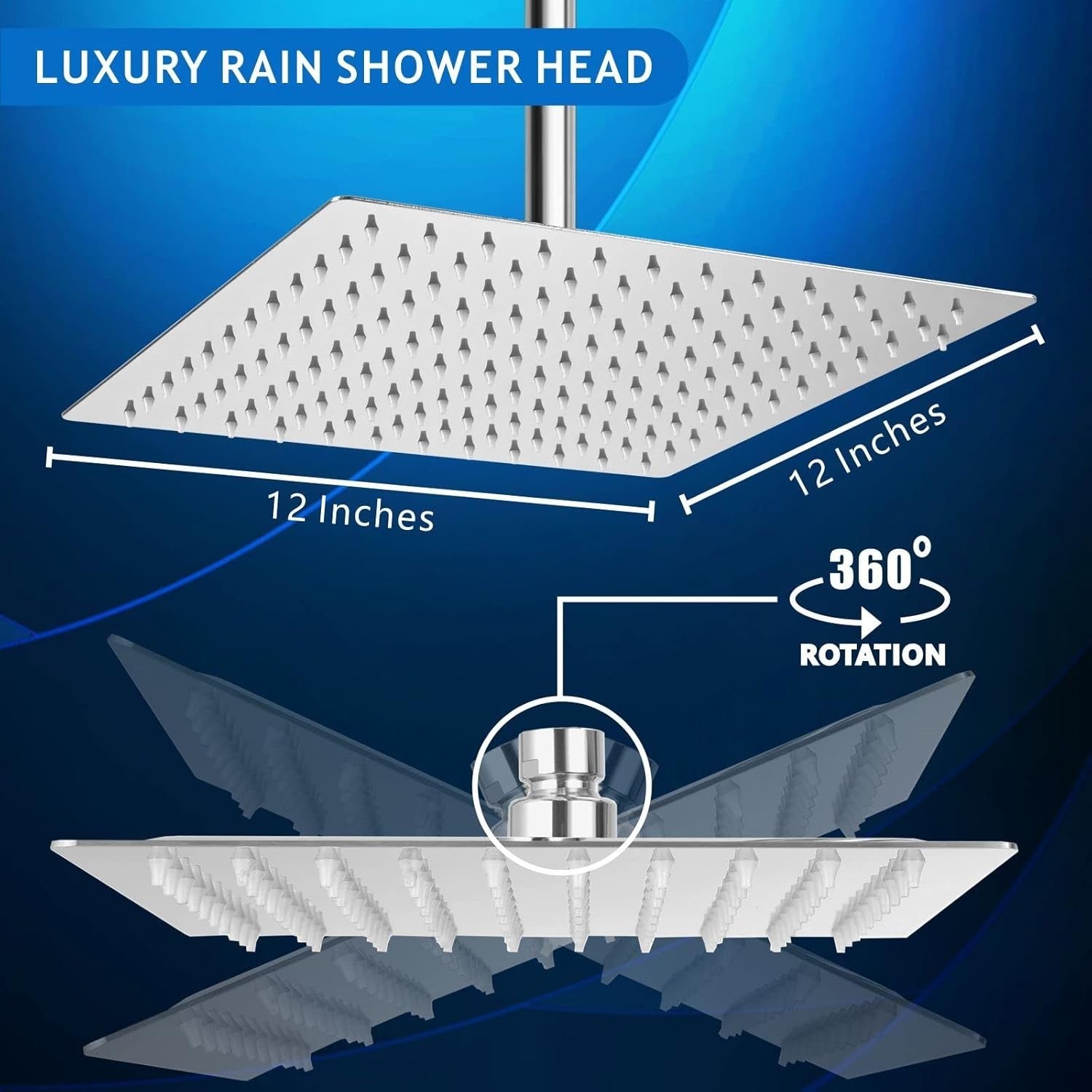 12 Inch Rain Shower Head Tub Spout Trim Kit Brushed Nickel Valve Included Square