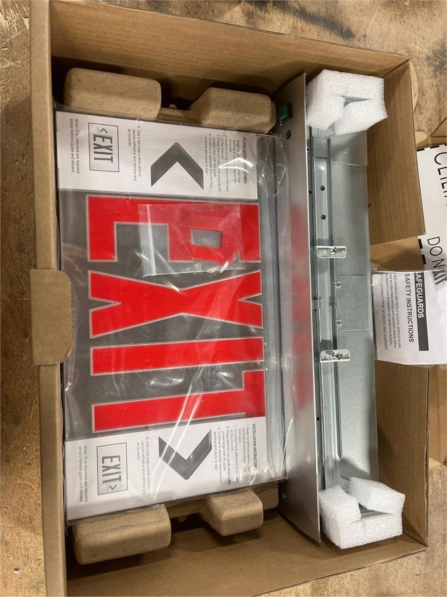 Commercial Exit Sign LED Recessed Mirror Acrylic Battery Backup UL 120V