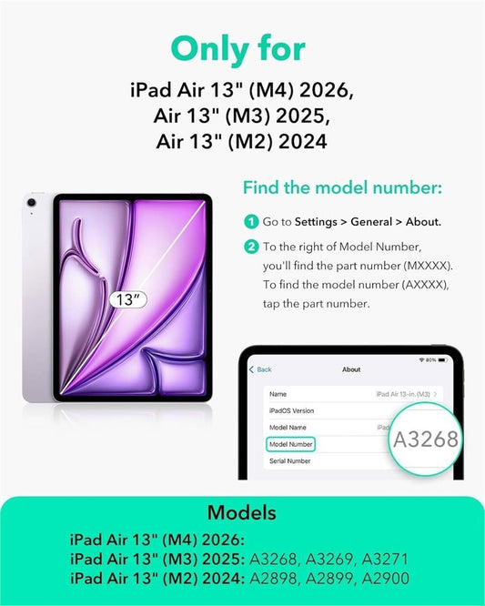 ESR Rebound 360 iPad Air 13 Case M4/M3/M2 Magnetic Removable Cover Pencil White