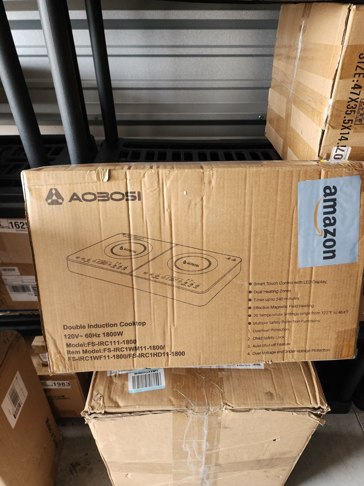 Aobosi Double Induction Cooktop 1800W Dual Burner Portable 22" 10 Temp NEW