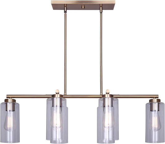 Canarm Jett ICH671B06GD 6-Light Antique Gold Chandelier Clear Glass 34.5" New