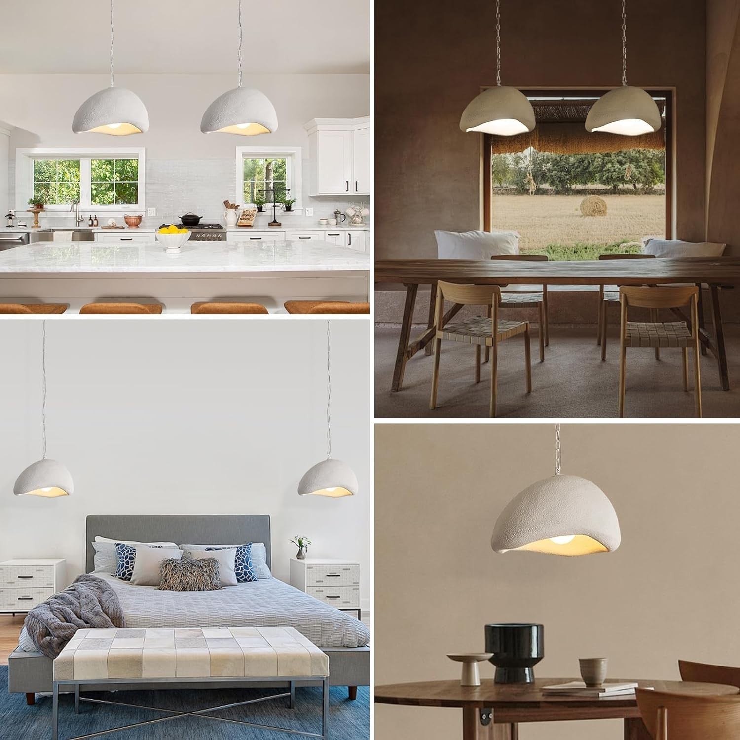 Wabi Sabi Pendant Light 15.75" White Dome Japandi Kitchen Island Dining Room New