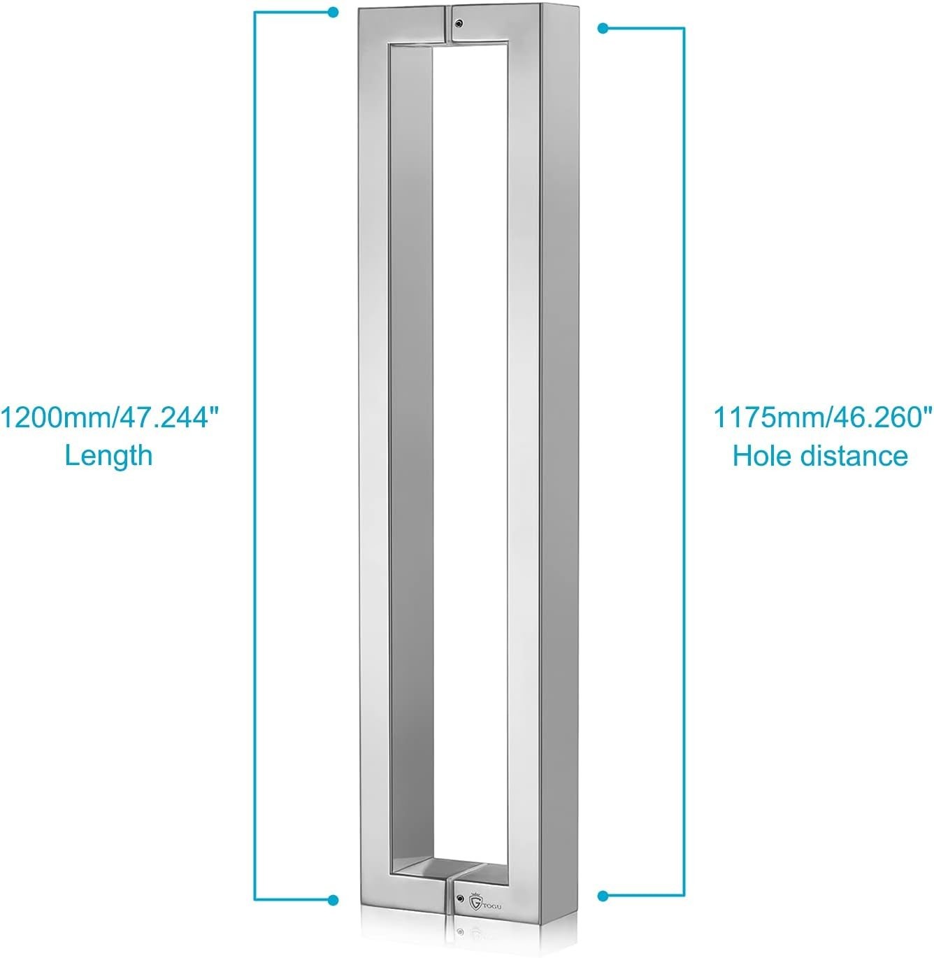 Ranbo 48" Rectangular Entrance Handle - Fits Glass & Wood Doors - Brushed Nickel