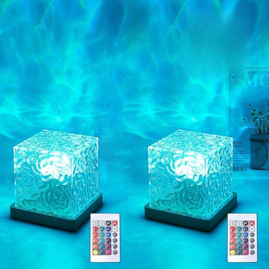 Ocean Wave Projection Lamp 16-Color RGB 3D Water Ripple 2-Pack Touch Remote