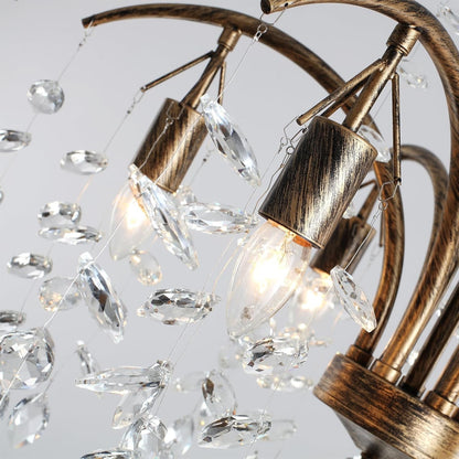 6-Light Bronze Crystal Chandelier 27.6" Vintage Empire Antique Dining Room