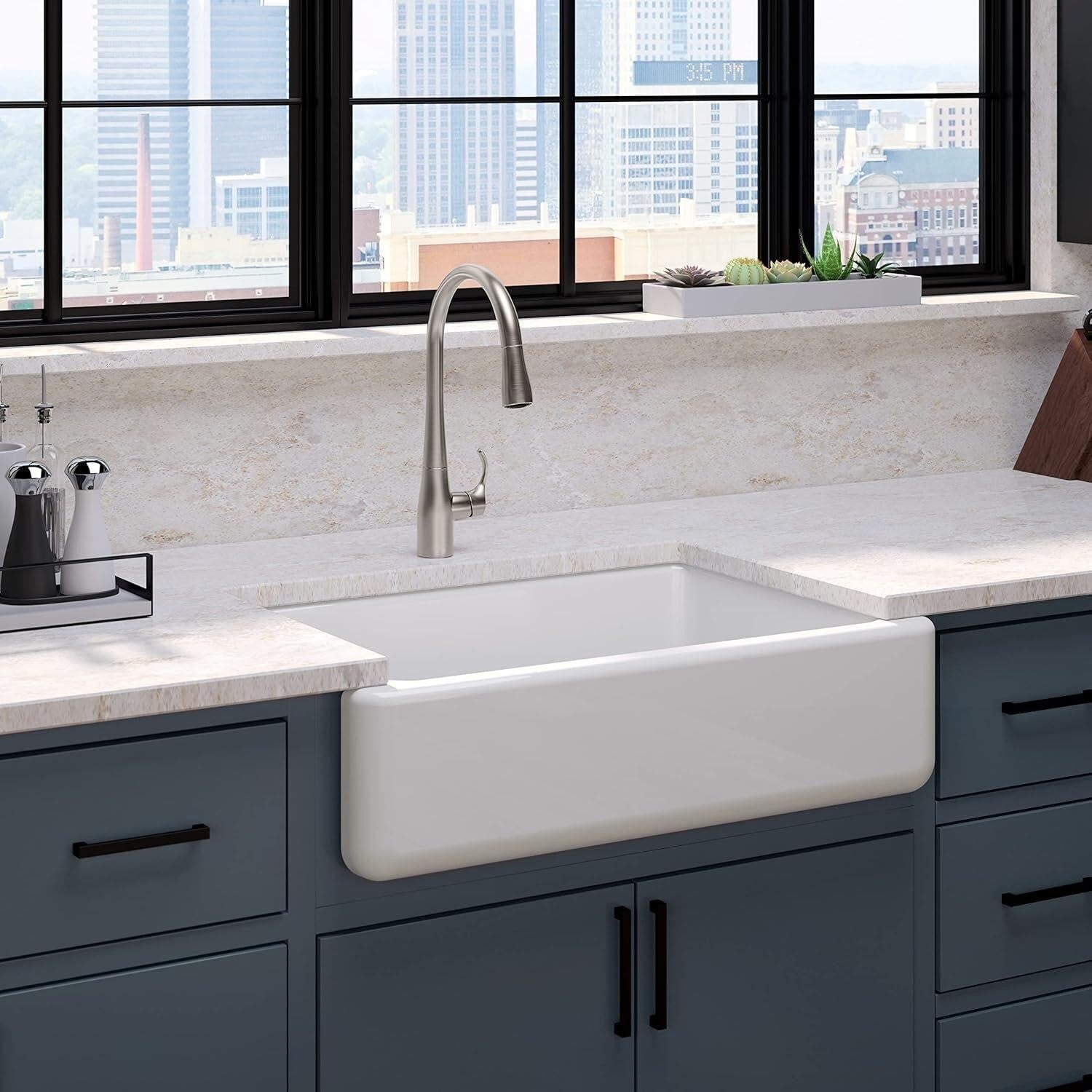 Kohler Whitehaven 33" Farmhouse Apron Sink Cast Iron K-5827 Enamel Damage