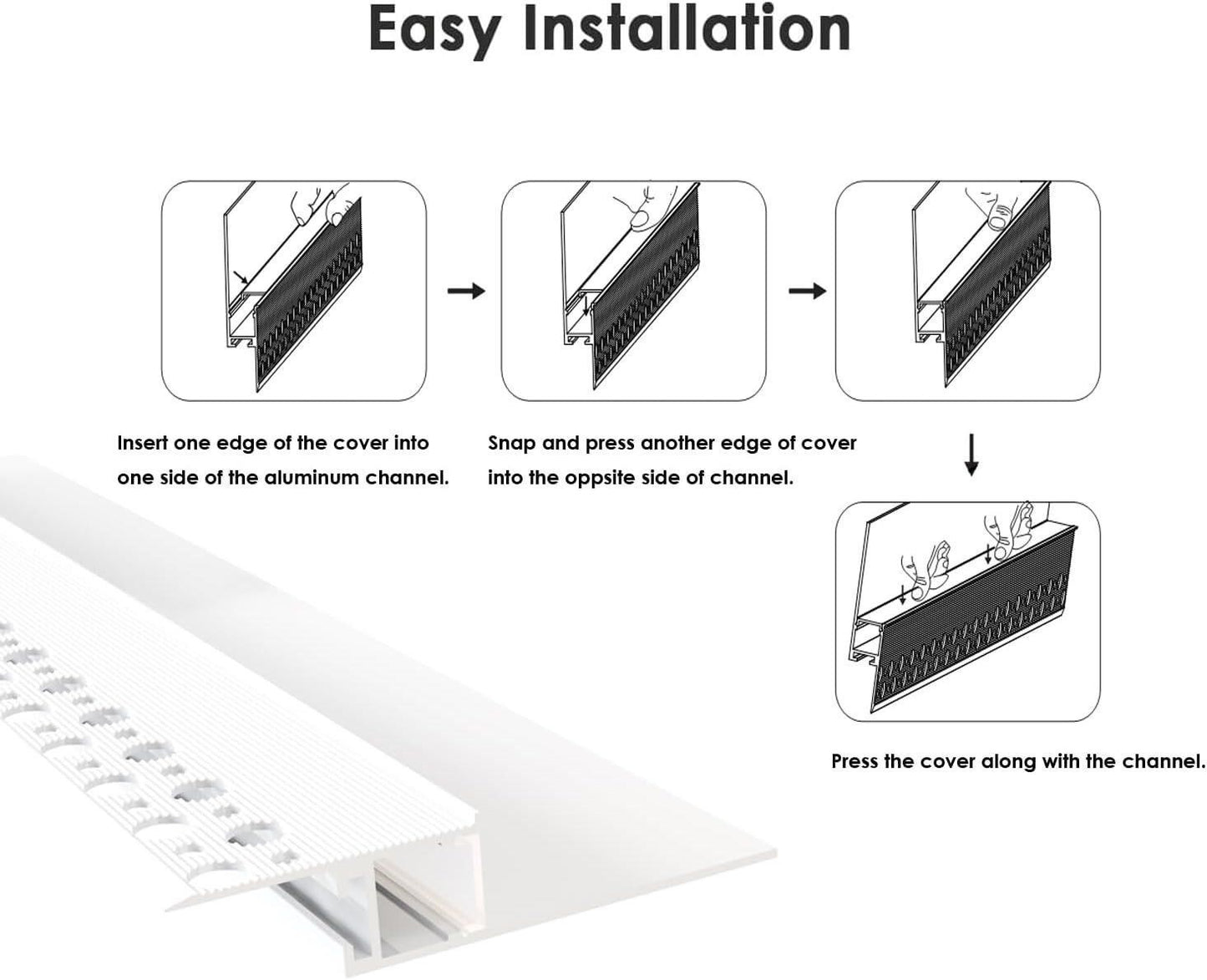 Besseto 4-Pack Plaster-In LED Channel 6.6ft Trimless Drywall Aluminum New