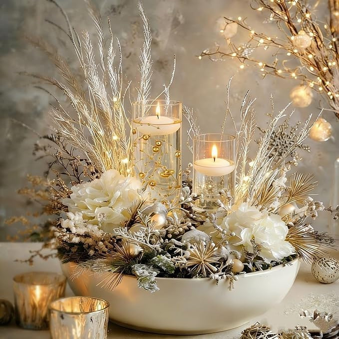 12 PCS Glass Vases for Centerpieces with 24 PCS Floating Candles for 12 SET