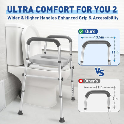 Raised Toilet Seat with Handles 500lb Heavy Duty Adjustable Riser Toilet/Shower