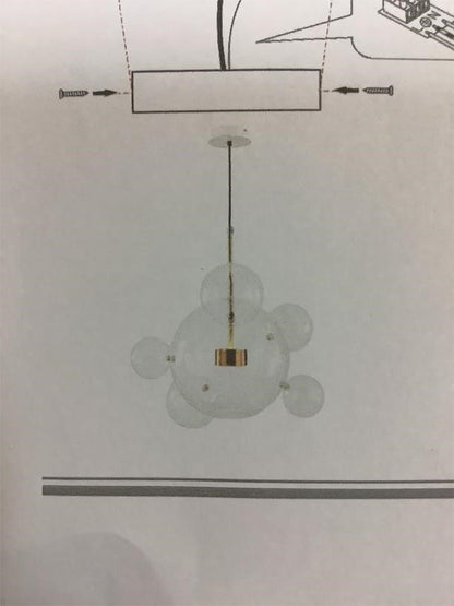 Modern Bubble Glass Globe Chandelier Pendant Light 20" Gold Dimmable LED