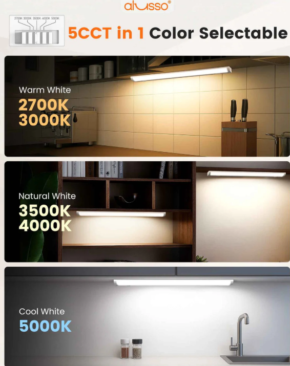 ALUSSO LIGHTING 24" LED Under Cabinet Light 2 Pack 5CCT 1350LM Dimmable Linkable