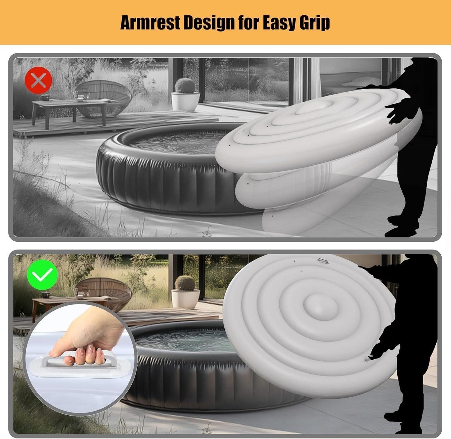 Inflatable Hot Tub Cover Round Insulated Energy Saving Rain Snow Proof Sibosen
