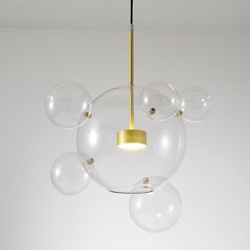 Modern Bubble Glass Globe Chandelier Pendant Light 20" Gold Dimmable LED
