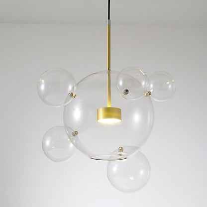 Modern Bubble Glass Globe Chandelier Pendant Light 20" Gold Dimmable LED