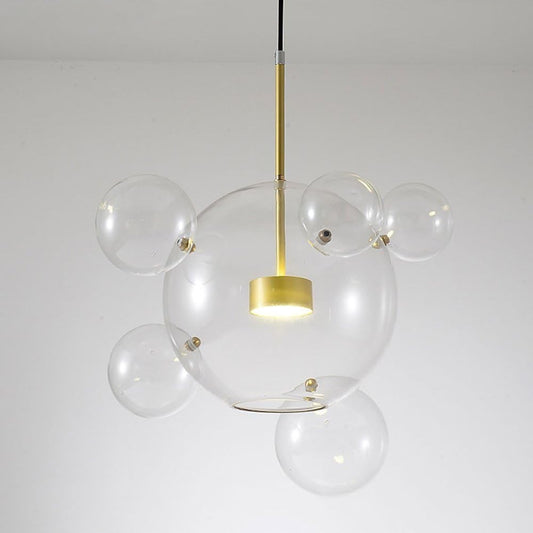 Modern Bubble Glass Globe Chandelier Pendant Light 20" Gold Dimmable LED