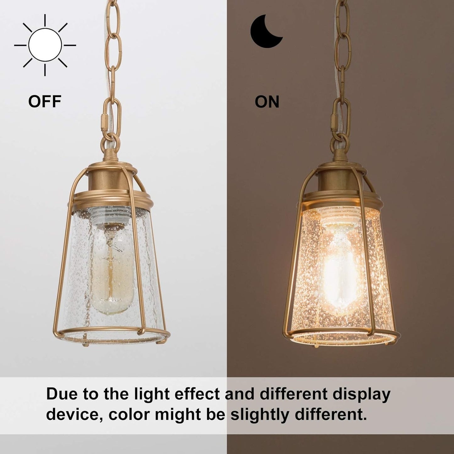 KSANA Gold Mini Pendant Light Seeded Glass Lantern Cage Kitchen Island ETL